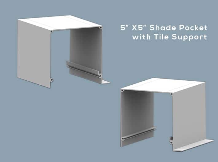 5" x 5" Shade Pocket w/Tile Support Sample (White) for Commercial Roller Shades