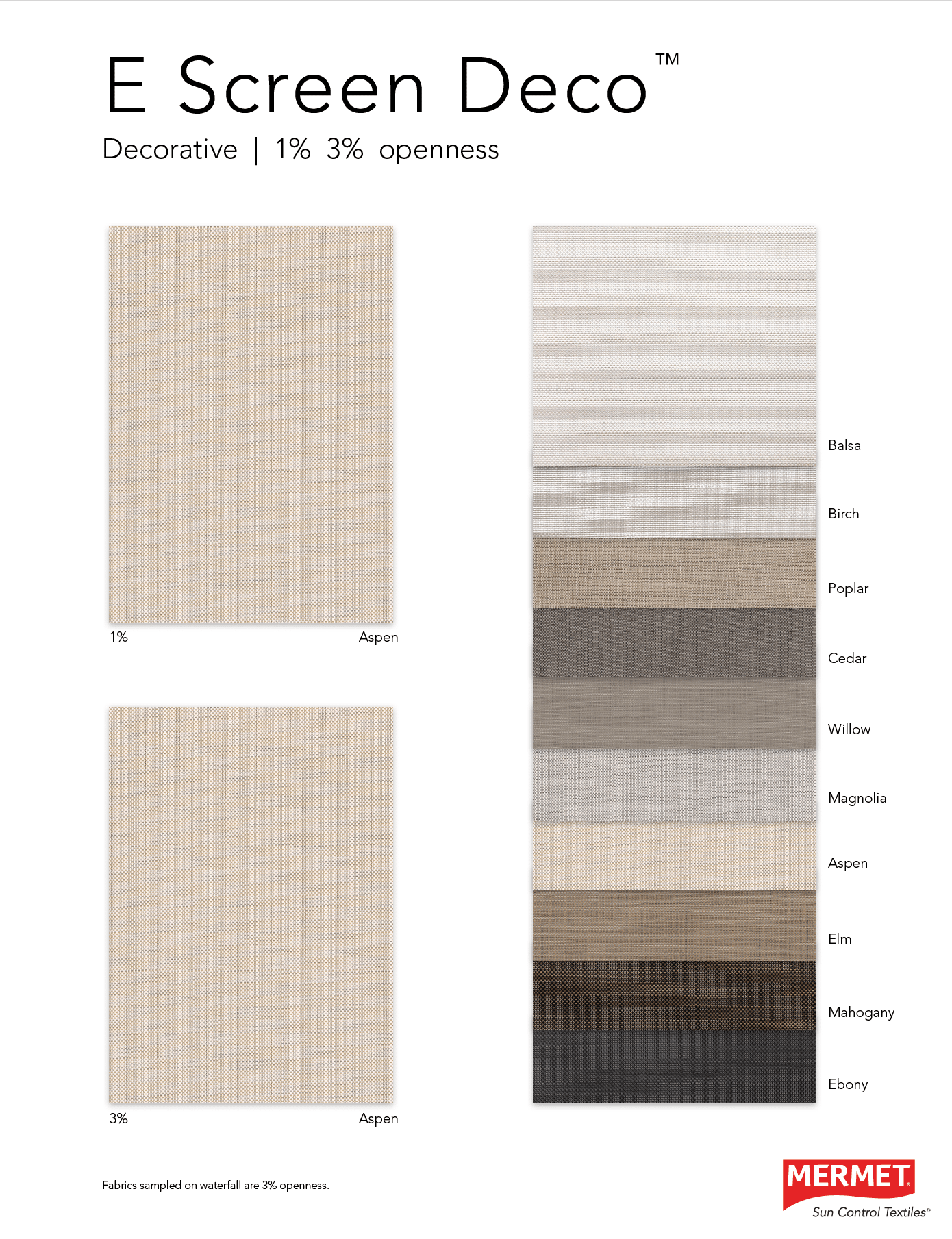 Mermet® E Screen Deco™ Sample Card
