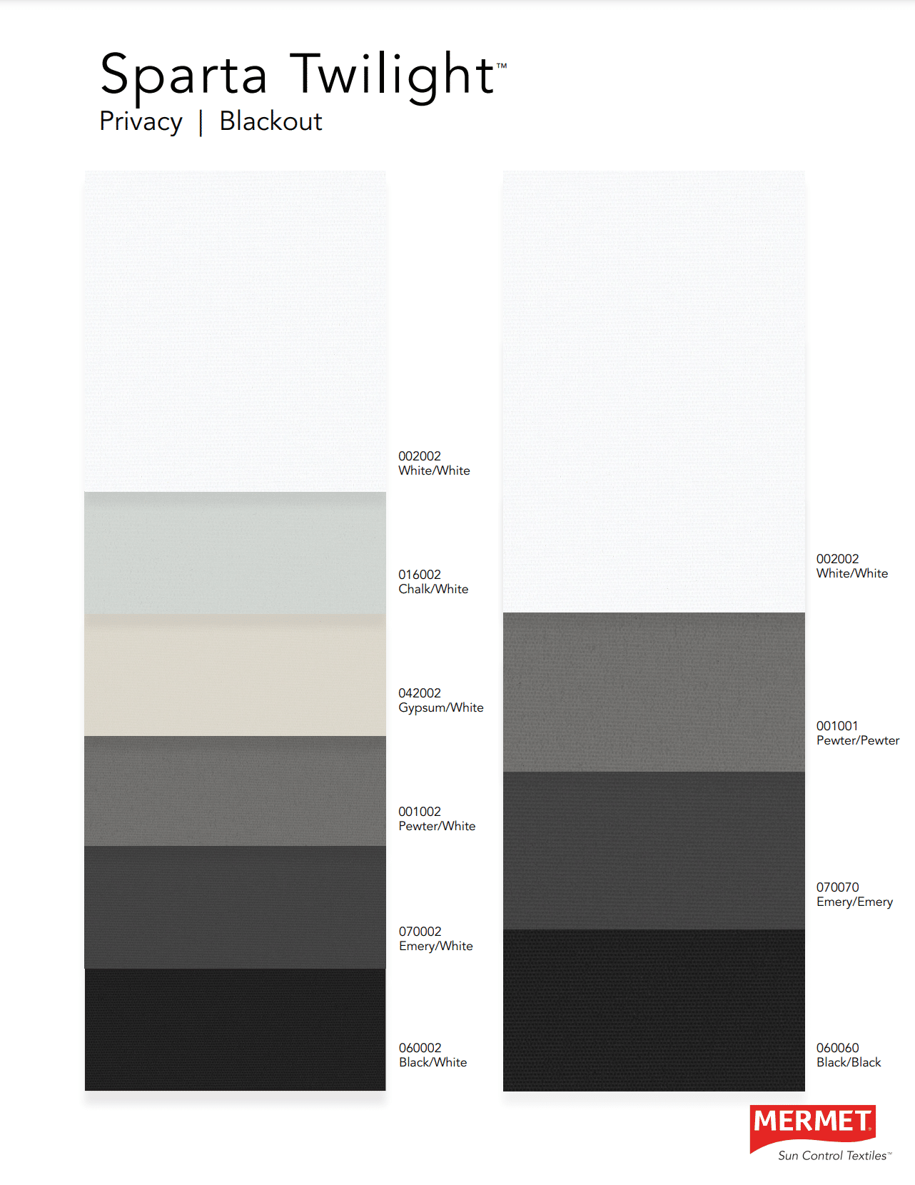 Mermet® Sparta Twilight™ Sample Card