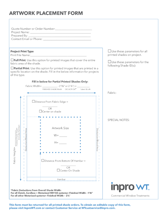 Artwork Placement Form - 2026
